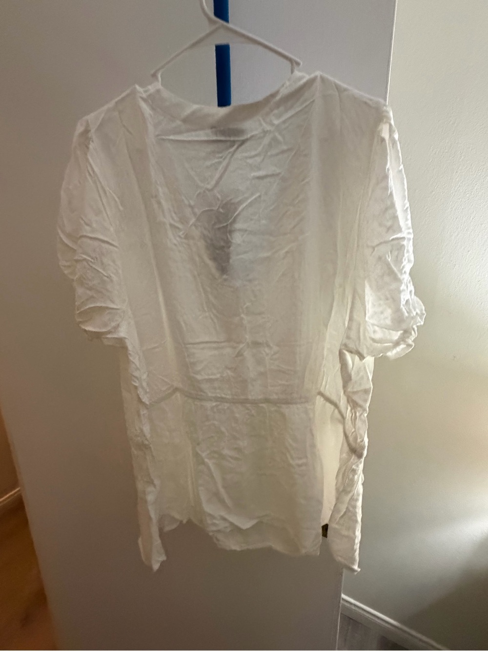 City Chic White V-Neck Lace-Trim Button Front Blouse - Picture 3 of 3